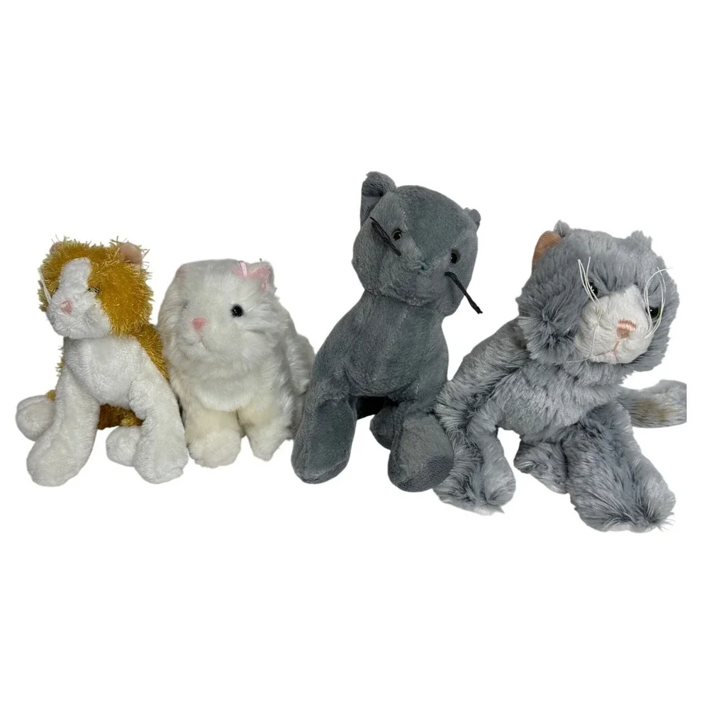 Ganz Webkinz Cat Plush Lot of 4 Ginger White Grey Tabby Stuffed Animal Toys